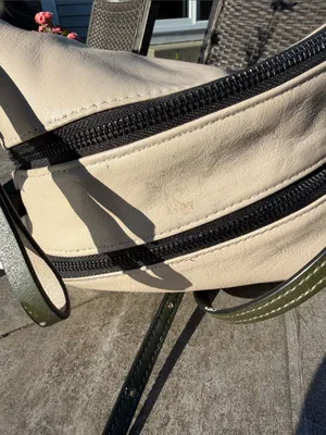 Marc Jacobs REVERSIBLE leather Crossbody / Creme /Hunter Green, GOAT leather thumbnail 7