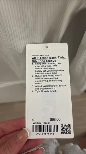 All It Takes Back Twist Rib Lululemon Long Sleeve thumbnail 3