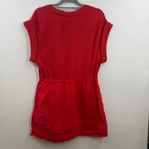 Daily Practice Anthropologie Red Ribbed Drawstring Mini Dress M Pockets thumbnail 4