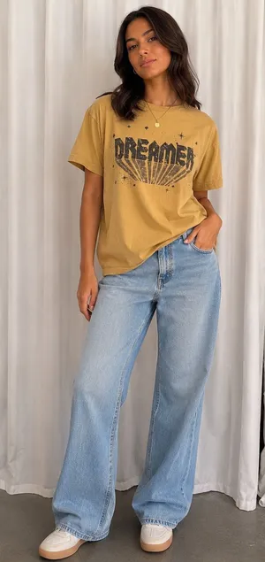 Sweet Claire “Dreamer” Graphic Tee Yellow thumbnail 1