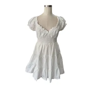 Altar'd State White Smocked Sweetheart Mini Dress L Little White Dress Bridal thumbnail 2