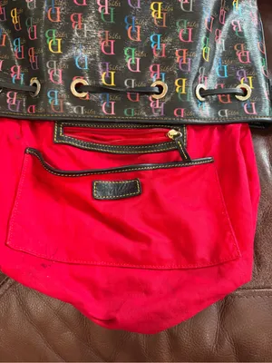 Dooney & Bourke Black Multicolor DB Logo Drawstring Shoulder Bag thumbnail 10