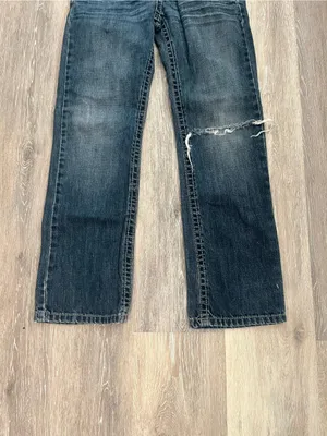 Request Jeans Girls 12 Y2K Dark Wash Distressed Straight Leg Embroidered Denim thumbnail 4