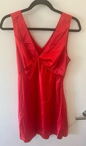 Red satin mini dress Size M thumbnail 1