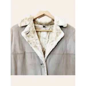 Vintage Beige Faux Suede Coat Size L thumbnail 2