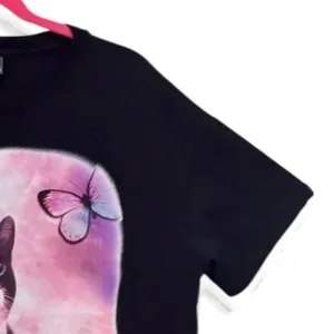 Wild Fable Cat Floral Butterfly Shirt Black‎ Small thumbnail 6