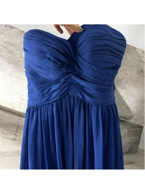 Bill Levkoff Royal Blue Strapless Chiffon Gown Size 8 thumbnail 6