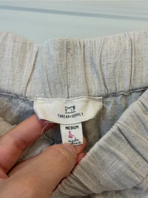 Natural Beige Linen-Blend Wide Leg Frayed Hem Pants thumbnail 3