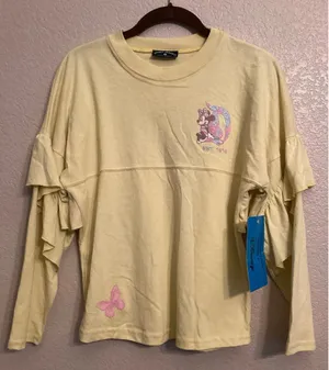 NWT Disney Parks Disneyland Spirit Jersey Yellow Minnie Mouse Butterfly S / M thumbnail 1