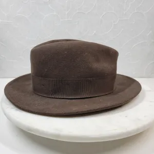 Indiana Jones Brand Wool Hat Mens Small Brown Stylish Bow Ribbon Band 12" Fedora thumbnail 11
