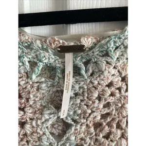 Free People Crochet Knit Sweater Womens Size S Pastel Boho Open Weave Pullover‎ thumbnail 4