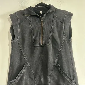 Anthropologie Daily Practice Meru Zip Front Mini Dress Black Charcoal Sporty thumbnail 6