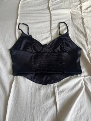 Black Garage Satin Corset Top thumbnail 2