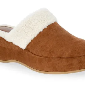 TIME and TRU Womens Wedge Clog Faux Suede/Fur Size 11 Memory Foam Insole New thumbnail 2