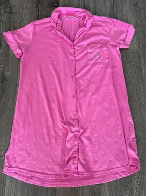 Juicy Couture Pink Rhinestone Logo Button Down Sleep Shirt Nightgown Small thumbnail 1