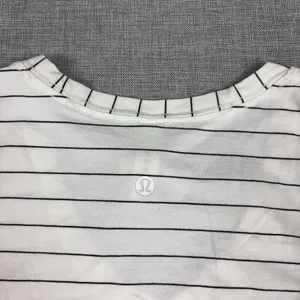 Lululemon Striped Shirt Womens 2 White V-Neck Short Sleeve Pima Cotton Top thumbnail 14