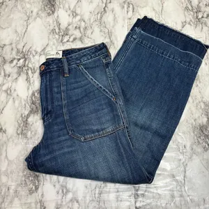 Abercrombie Fitch Stovepipe Jean Womens 28 / 6 Cropped Released Hem Wide Leg Y2K thumbnail 1