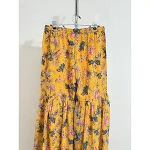 Janasya Yellow Floral Sharara Pants Women Size M Wide Leg Flared Palazzo Boho thumbnail 7