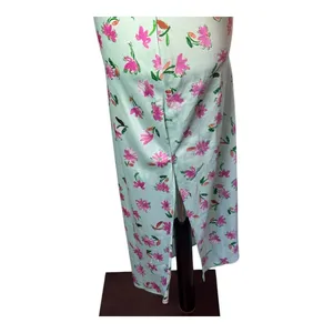 Zara Dress Women Medium Blue Pink Floral Satin Ruffle Trim Midi Slip‎ Dress Boho thumbnail 9