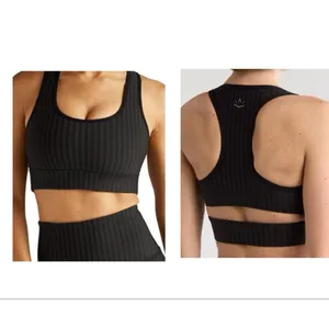 Beyond Yoga Work It Over Bra Dtriped Jacquard Long Line Bra Black- Size XS thumbnail 2