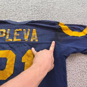 Vintage Rawlings Los Angeles Rams Shirt Jersey 21 Pleva Blue Made in USA Medium thumbnail 9