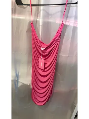 Ecliftea Pink Ruched Mini Dress with Spaghetti Straps, Size M thumbnail 2