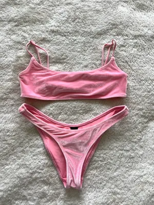 Triangl Pink Velvet Bikini Size XL top S bottom thumbnail 2