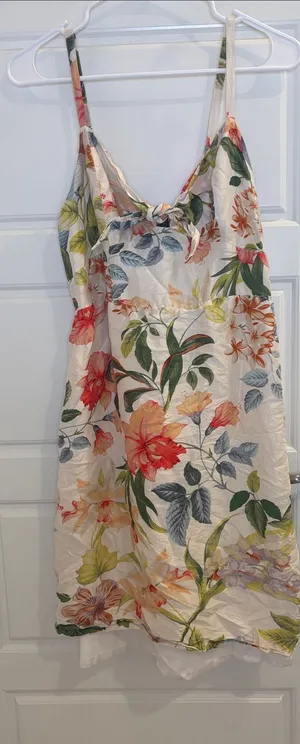 Tommy Bahama 100% Silk Floral Midi Sundress Smocked Tropical M thumbnail 1
