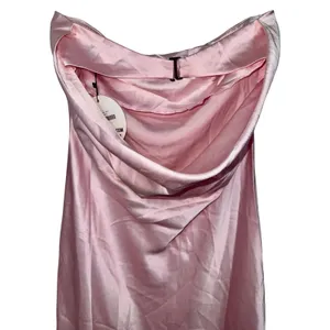 NWT Babyboo Rheanna Blush Pink Satin Strapless Cowl Neck Maxi Dress Women Size S thumbnail 12