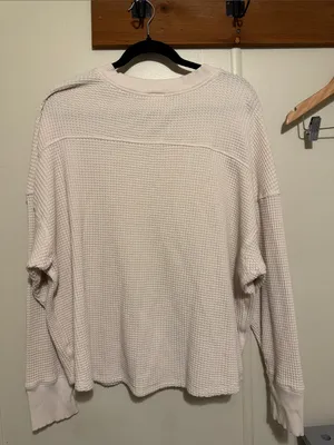 Offline by aerie Cream Waffle Knit Crew Sweater L thumbnail 5