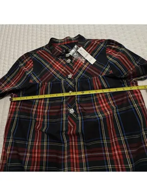 J.Crew Rhinestone Buttons Stewart Tartan Blouse Top Sz S Small NWT Cotton Shirt thumbnail 7