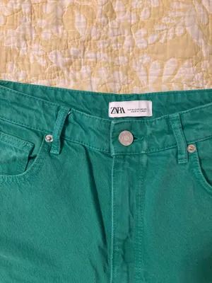 ZARA Green High-Rise Wide-Leg Jeans thumbnail 3