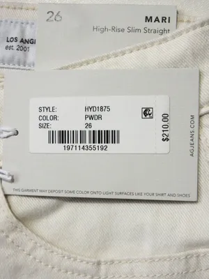 NWT Adriano Goldschmied AG Mari in Powder Ivory Slim Straight Stretch Jeans 26 thumbnail 3