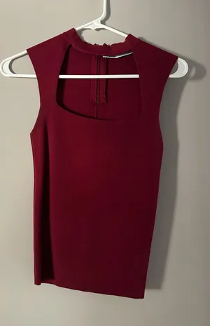 Zara Square Neck Burgundy Top  thumbnail 1