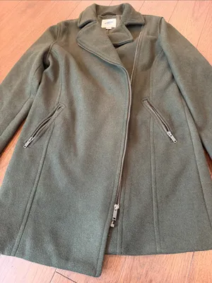 Old Navy Green Soft Brushed Long Moto Asymmetrical Zip Jacket Coat XS - C54-171 thumbnail 3