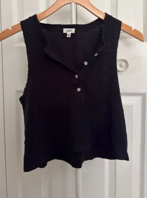 Black Aerie Button Tank Top thumbnail 1