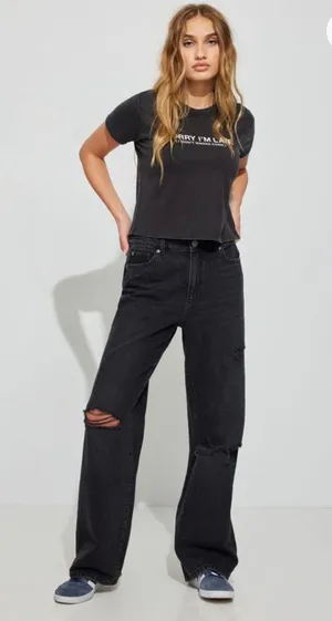 Garage Wide Leg Black Jeans thumbnail 1