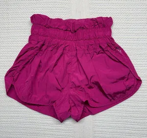 Free People High-Waist Paperbag Shorts in Magenta thumbnail 1