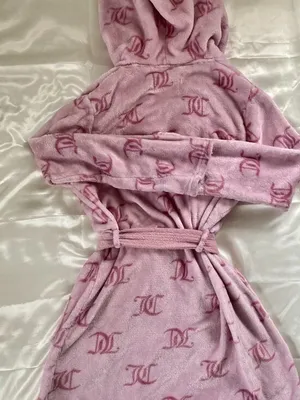 Juicy Couture Monogram Hooded SUPER SOFT Plushy/Fluffy Short Robe thumbnail 3