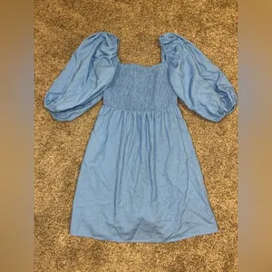 Tuckernuck • Beaufort Blue Annie Smocked Dress Linen Blend Size XSmall thumbnail 2