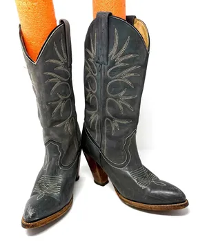 Frye Size 7 Heeled Cowboy Boots Women's Western Black‎ Made in USA Leather thumbnail 1