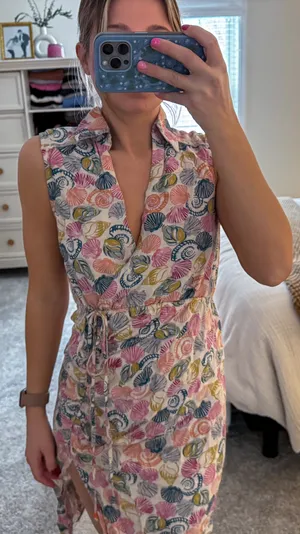 Anthropologie Shell Print Linen Dress thumbnail 4