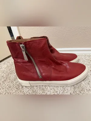 FRYE Gia Lug Zip Leather Bootie Sneaker Red Clay 9.5 thumbnail 2
