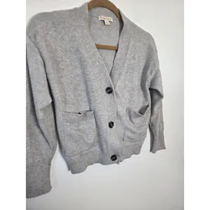 Poof Gray Cardigan Sweater Short Cozy Soft Academia Preppy Twee Old Money Small thumbnail 6