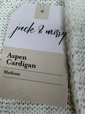 Jack & Missy Aspen Cardigan Womens M Ivory Cable Knit Open Front Pockets NWT Size M thumbnail 5