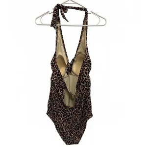 Kona Sol Twist Front Leopard Animal Print Halter One Piece Swimsuit Plus Size 20 thumbnail 4