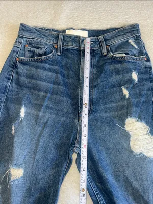 MOTHER "High Waisted Study Hover" Straight Jeans Peaches & Scream‎ Size 28 thumbnail 4