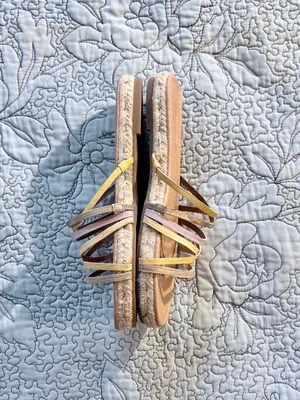 MADEWELL Kathryn Colorful Strappy Leather Espadrille Slide Sandals Pastel~7.5💛 thumbnail 4