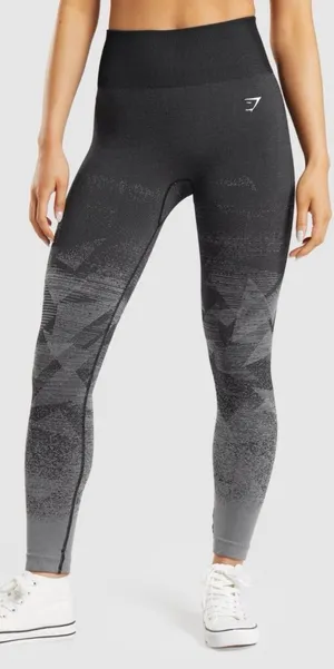 Gymshark Adapt Ombre Seamless‎ Leggins Black and White High Rise Sz Small thumbnail 1