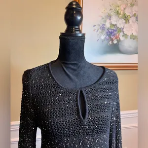 INC International Concepts Black Sequin Long Sleeve Dress thumbnail 3